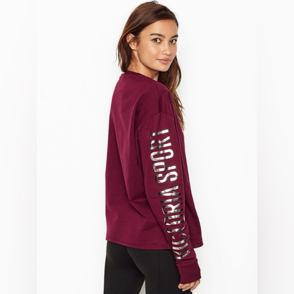 Victoria Secret Sport Burgundy/Maroon Crewneck Fleece Lined Sweatshirt Size XL